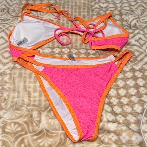 Pink and Orange Leopard Bikini Set